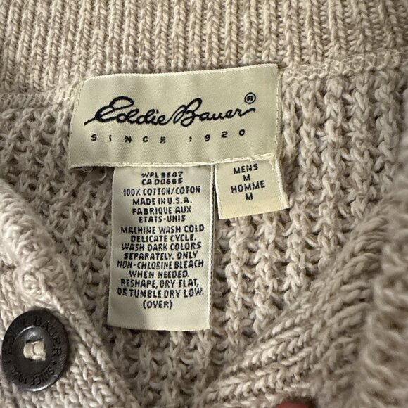 1990s Vintage Eddie Bauer Henley Mens MEDIUM Pullover Sweater Made In USA - Picture 3 of 10